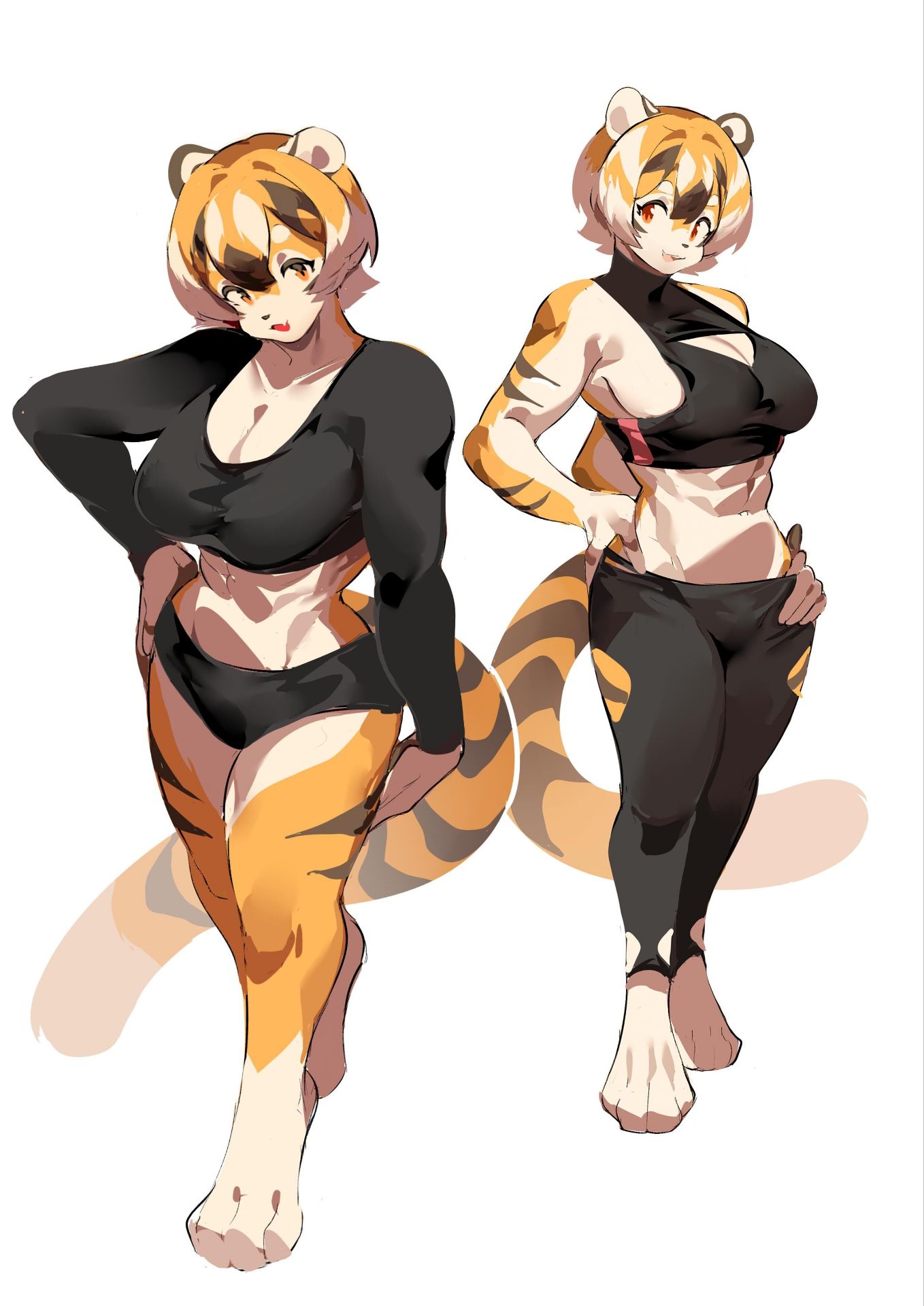 big_breasts breasts cleavage feline female furry huge_breasts mx99926 tagme thick_thighs tiger tiger_girl wide_hips