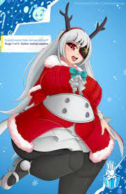 antlers black_pantyhose fat fortnite pantyhose red_eyes reina_(fortnite) tagme white_hair