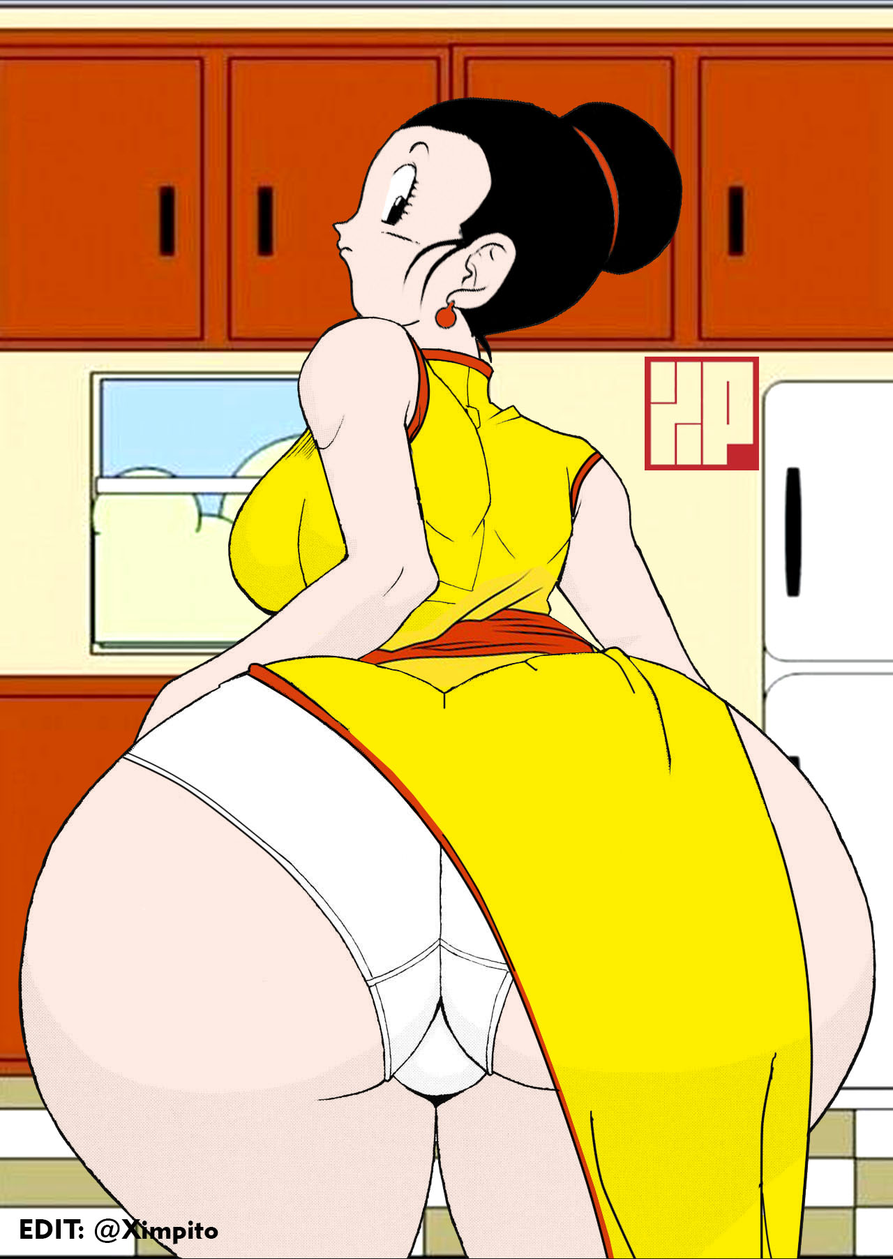 ass, big ass, chichi, dragon ball, dragon ball z, dress, edit, female, milf, ximpito