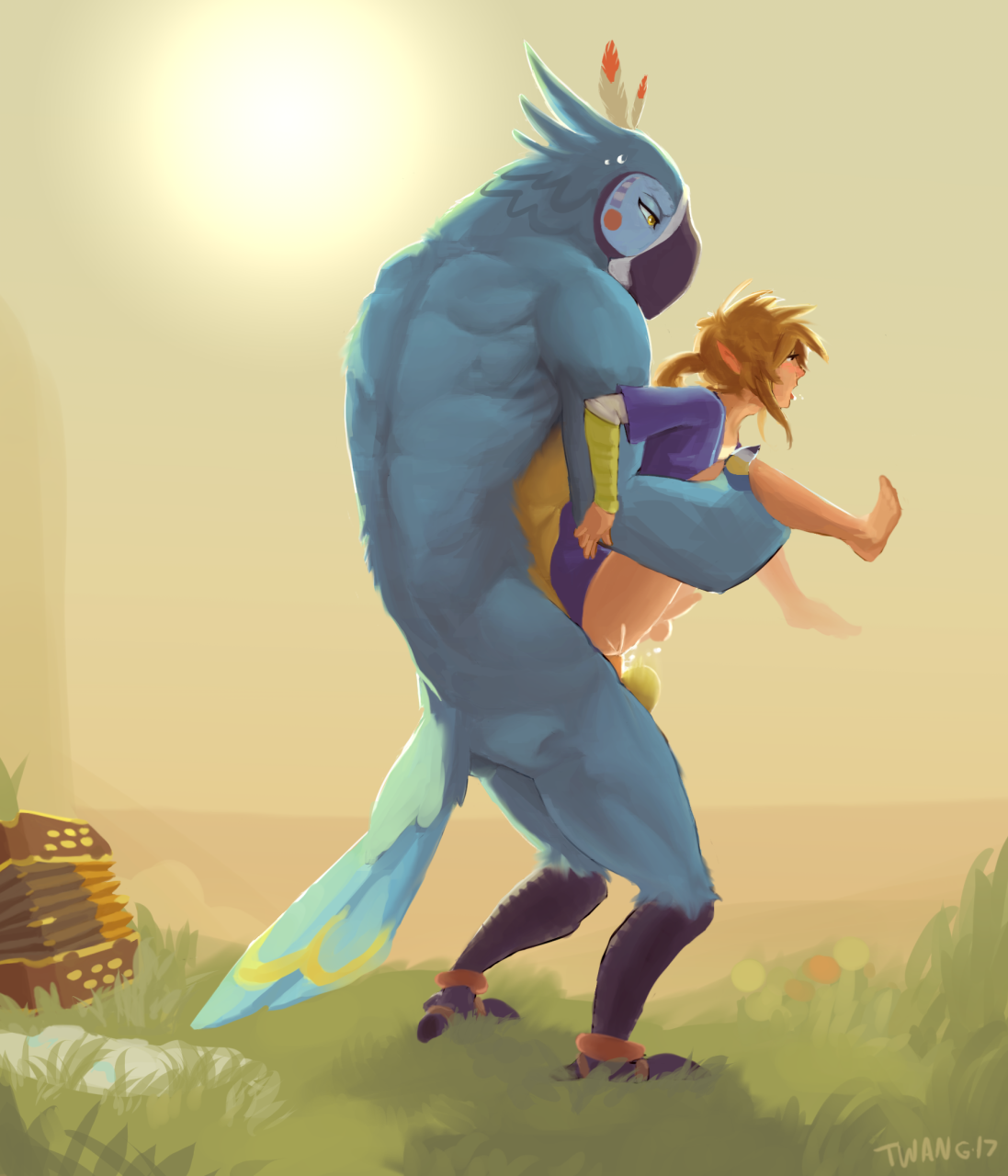 2boys, anal, anal sex, ass, beige penis, beige skin, breath of the wild, cum, cum in ass, cum inside, duo, gay, human, humanoid, hylian, kass (zelda), link, link (breath of the wild), male, male only, nintendo, penetration, penis, rito, tan penis, tan skin, the legend of zelda, twang, yaoi