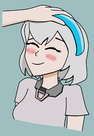 blue_hairband blush blushing blushing_female cute cute_face disembodied_hand fully_clothed grey_clothing grey_shirt happy happy_female lexa_(fortnite) light-skinned_female petting petting_head safe safe_for_work sfw tagme wholesome