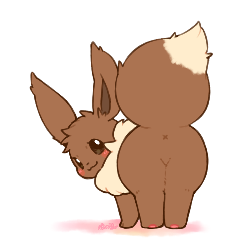 :3 anus ass ass_up eevee feral furry looking_back lovewolf5122 nintendo pokemon pokemon_(species) presenting presenting_hindquarters raised_tail simple_background solo video_games white_background