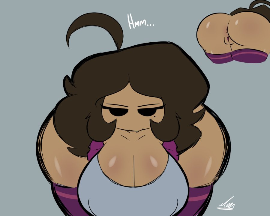 big_ass big_breasts big_thighs m moonlightdrawinguwu serious_face sunday_(bbpanzu)