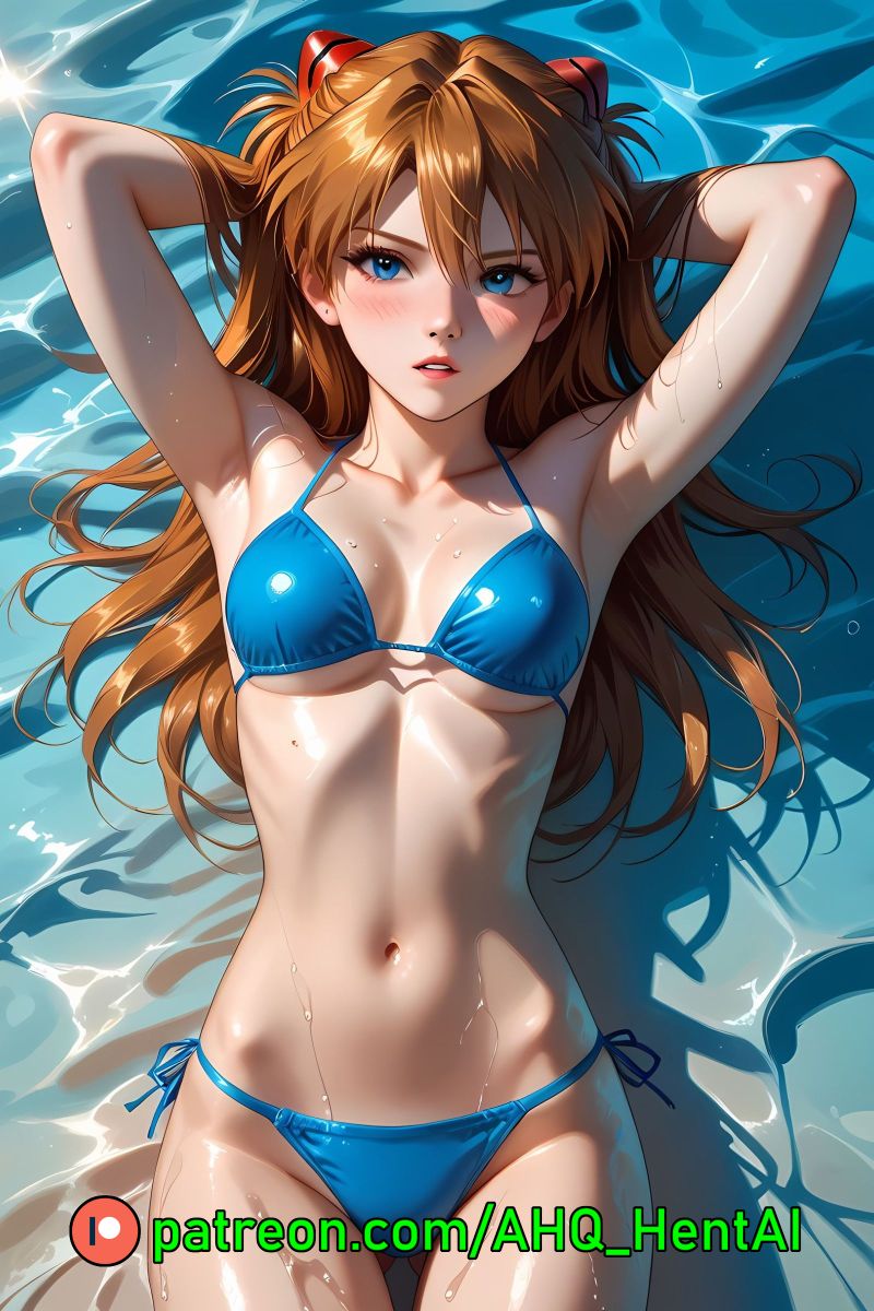 1girls ahq_hentai ai_generated asuka_langley_sohryu bikini blush breasts cute medium_breasts neon_genesis_evangelion perfect_body poolside stable_diffusion standing wet