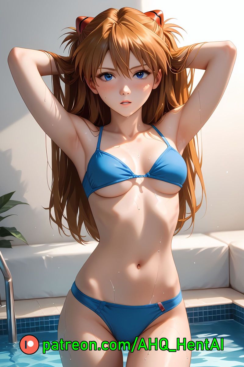 1girls ahq_hentai ai_generated asuka_langley_sohryu bikini blush breasts cute medium_breasts neon_genesis_evangelion perfect_body poolside stable_diffusion standing wet