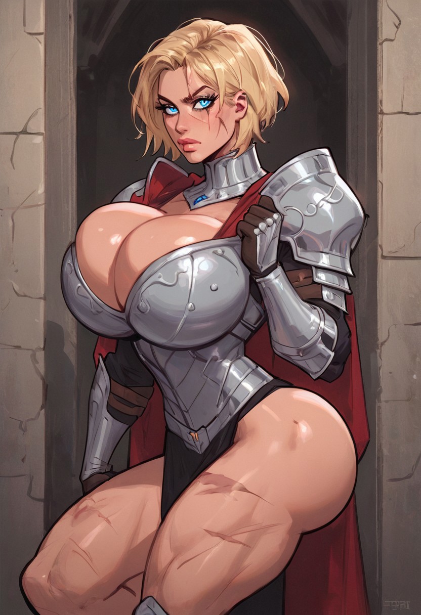 ai_generated aibro armor big_breasts brienne_of_tarth bubble_butt game_of_thrones huge_breasts large_breasts muscular_female muscular_thighs round_ass scar_on_eye scars