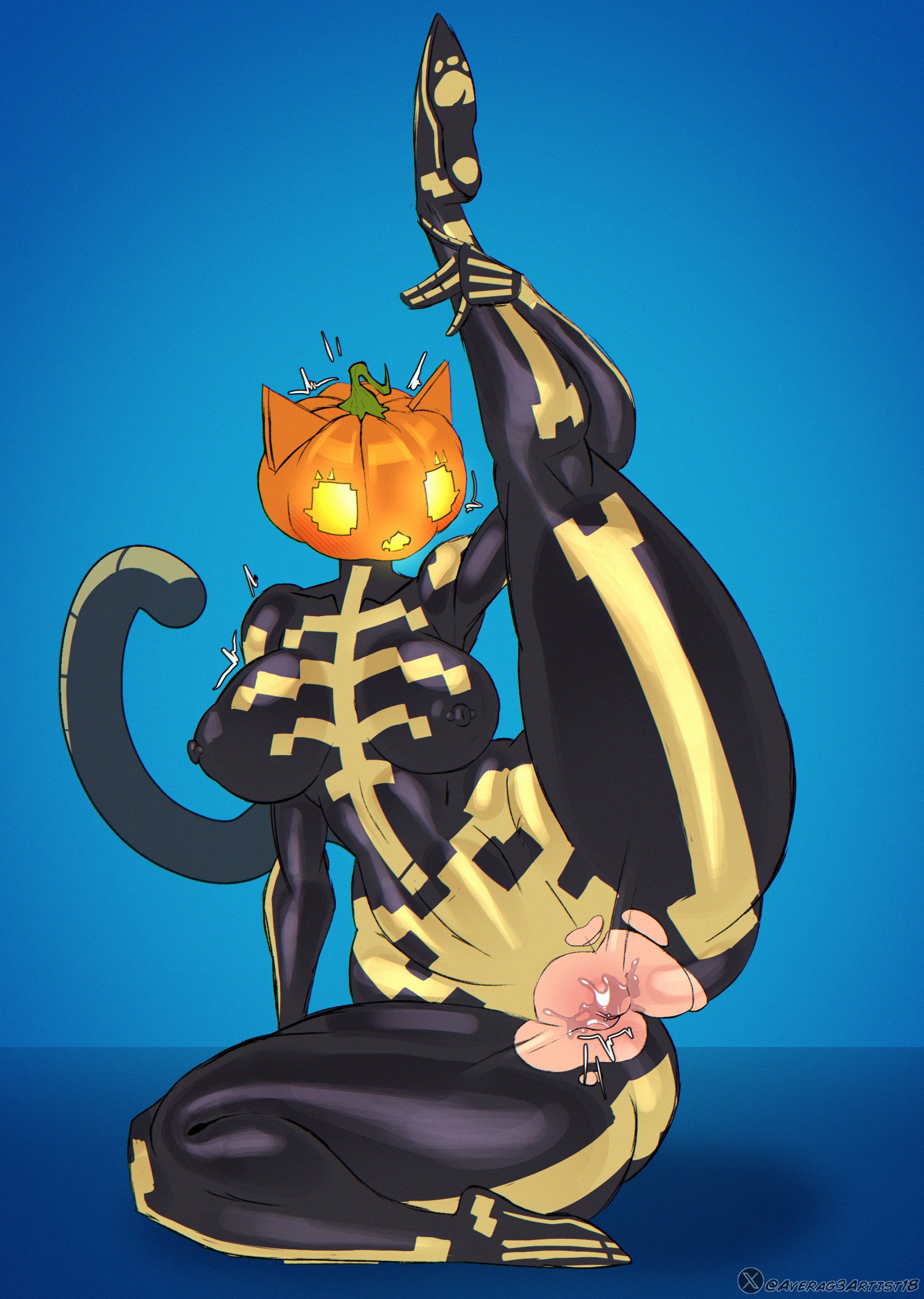 1girls, 2025, 2025s, anthro, anthro female, anthrofied, averag3artist18, big ass, big breasts, big butt, big titties, black body, black skin, breasts, cat ears, cat girl, cat humanoid, cat tail, catgirl, clothing, curvaceous, curvaceous female, curvaceous figure, curvy, curvy figure, curvy hips, digital art, digital drawing, digital drawing (artwork), digital media, digital media (artwork), digital painting, digital painting (artwork), domestic cat, epic games, felid, feline, felis, female, female anthro, female focus, female only, fortnite, fortnite: battle royale, furry, furry female, glowing eyes, halloween, halloween 2025, highres, holidays, mammal, orange ears, orange eyes, orange head, pumpkin, pumpkin head, scary smile, skeleton (marking), skeleton costume, skeleton markings, smile, smiling, smiling at viewer, solo, solo female, solo focus, spice (fortnite), spooky, standing, tail, thick thighs, thighs, video games, wide hips