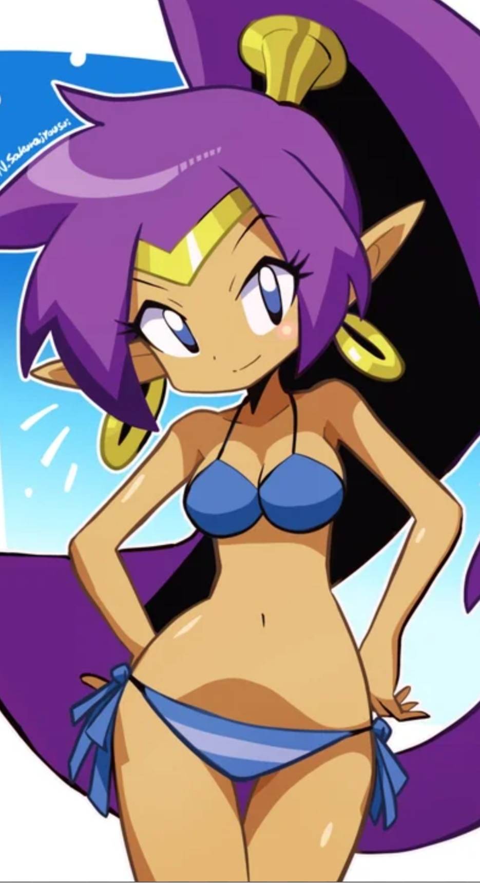 1girls 2025 bikini blue_bikini cocobandicoot31 deviantart female female_only grin half-genie hero looking_at_viewer purple_hair shantae shantae_(character) smile smiling_at_viewer solo swimsuit