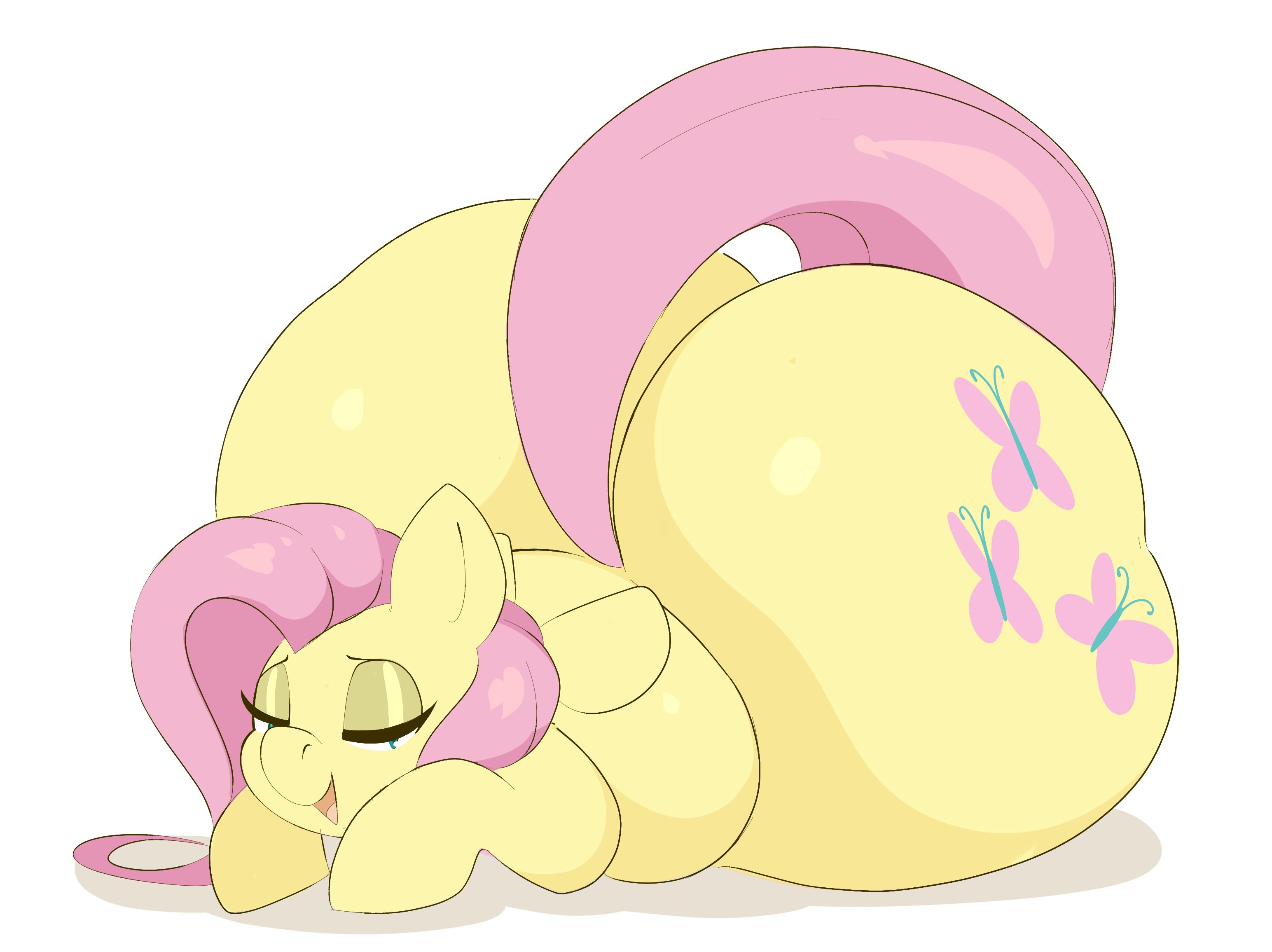 1girls, arizonathevixen, ass, ass bigger than body, ass bigger than head, ass bigger than torso, ass cleavage, ass up, bedroom eyes, big ass, bubble ass, bubble butt, chubby, chubby female, cutie mark, eyeshadow, fat, fat ass feral, fat female, female, female feral, female only, feral, feral female, feral only, fluttershy (mlp), furry, green eyes, green-eyed female, hooves, horse ears, horse tail, huge ass, hyper ass, laying down, laying on floor, long hair, long tail, long-haired female, looking at viewer, mouth open, my little pony, pegasus, pink hair, pink-haired female, pointy ears, shadow, smooth fur, solo, solo female, tail, thick thighs, white background, wide hips, wings, yellow body, yellow eyeshadow