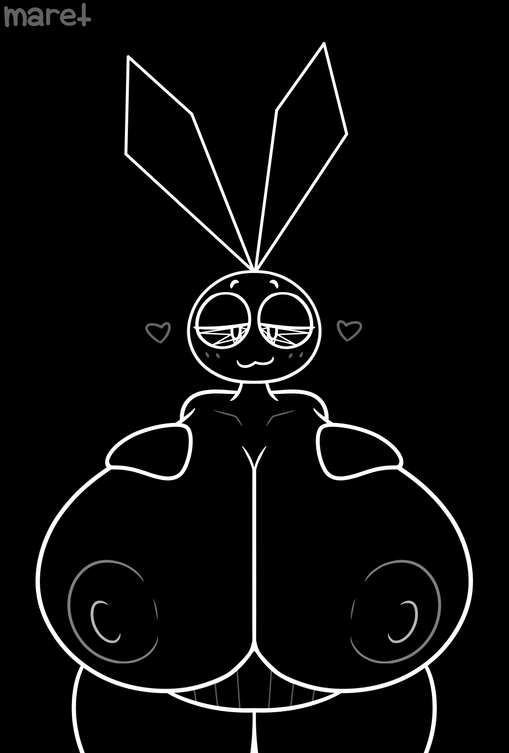 2023 :3 anthro bedroom_eyes big_breasts black_and_white breasts_bigger_than_head bunny bunny_girl evilfiendish female female_only fuck_me_eyes fur furry horny horny_female huge_breasts massive_breasts mob_face smile tits_out vib-ribbon vibri