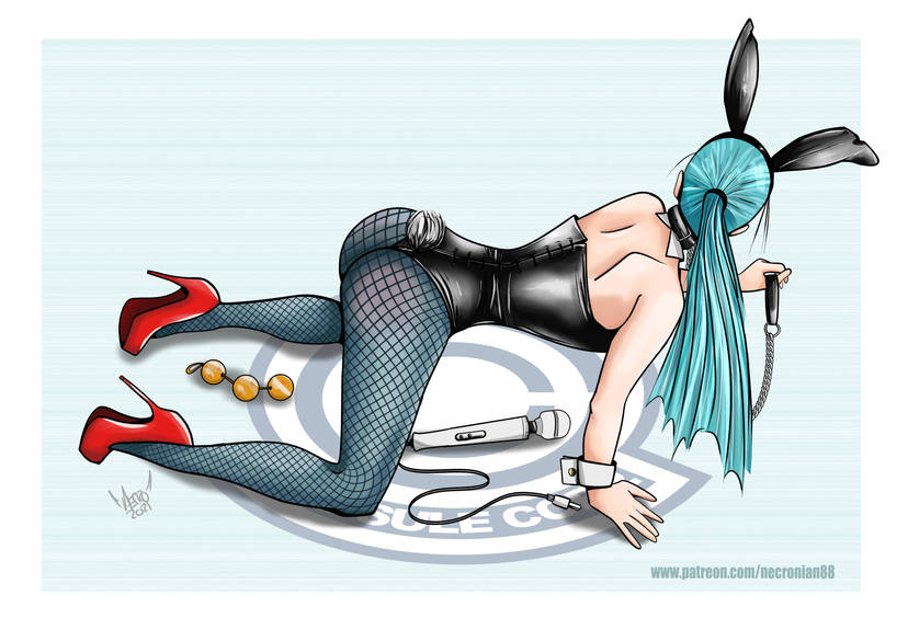 1girls all_fours anal_beads ass black_leotard blue_hair bondage bulma_briefs bunny_ears bunny_tail chain_leash collar detached_collar dragon_ball fake_animal_ears fake_tail fishnet_pantyhose fishnets gold_anal_beads high_heels large_anal_beads leash leotard necronian88 pantyhose ponytail sex_toy vibrator wand_vibrator wrist_cuffs