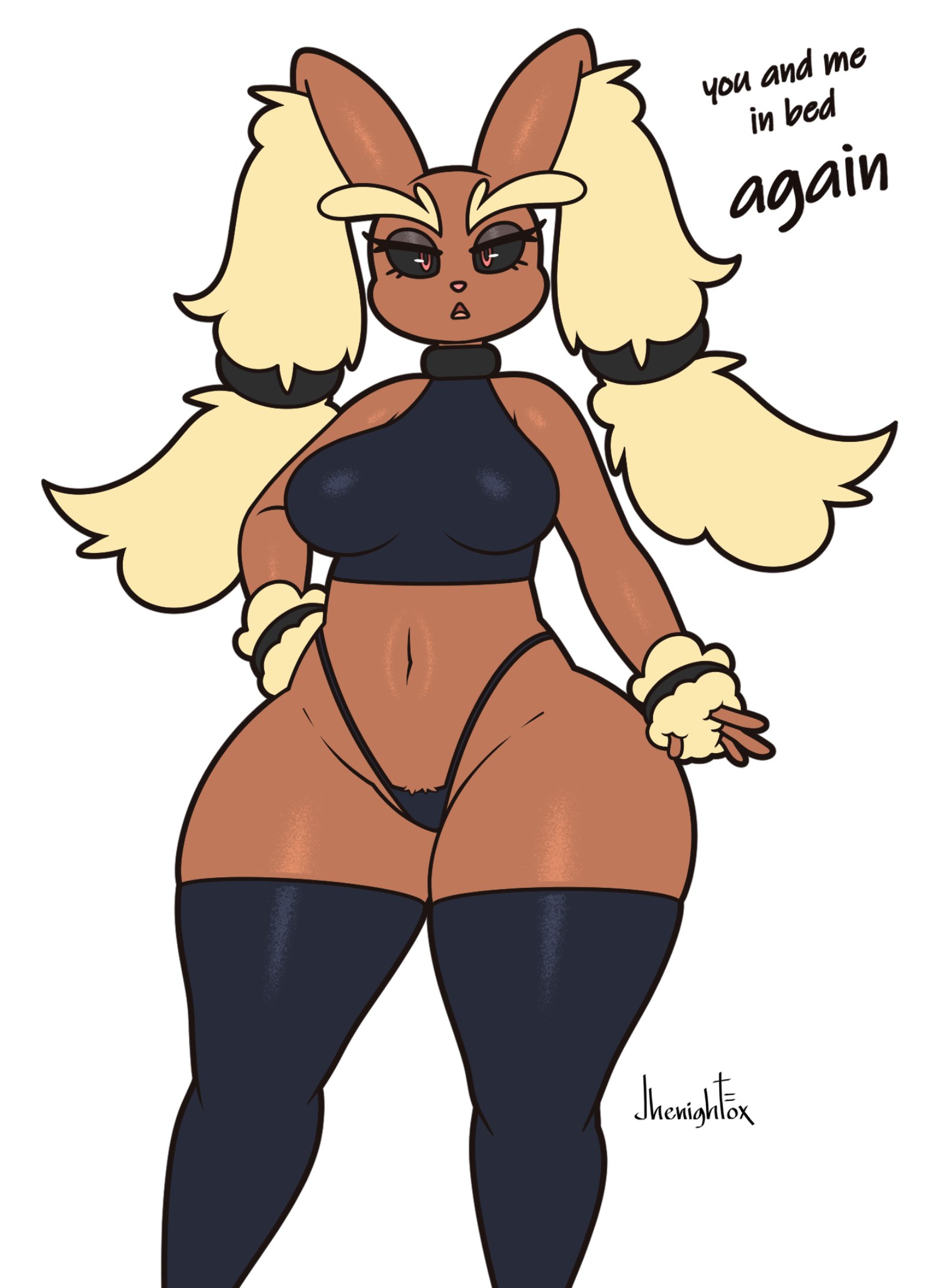 big breasts, breasts, female, female focus, female only, female pokemon, furry, jhenightfox, lopunny, pokémon (species), pokemon, pokemon (species), thick thighs, wide hips