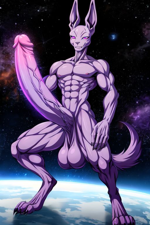 ai_generated balls beerus big_balls big_penis cock cocky69 dragon_ball_super excessive_size god_of_destruction hanging_balls hyper_penis male_focus muscular muscular_anthro penis