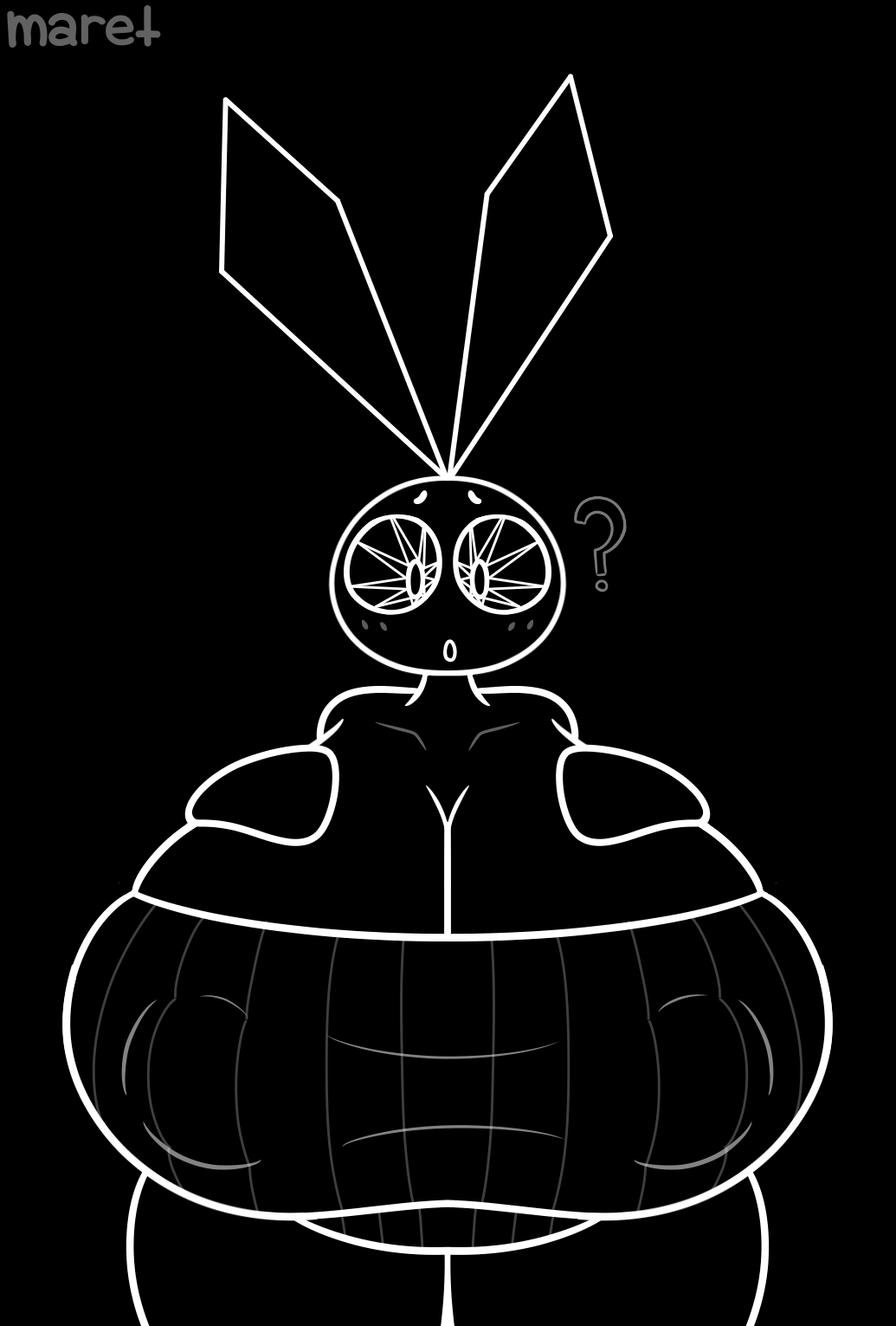 2023 anthro big_breasts black_and_white breasts_bigger_than_head bunny bunny_girl evilfiendish female female_only fur furry huge_breasts massive_breasts mob_face nipple_bulge vib-ribbon vibri