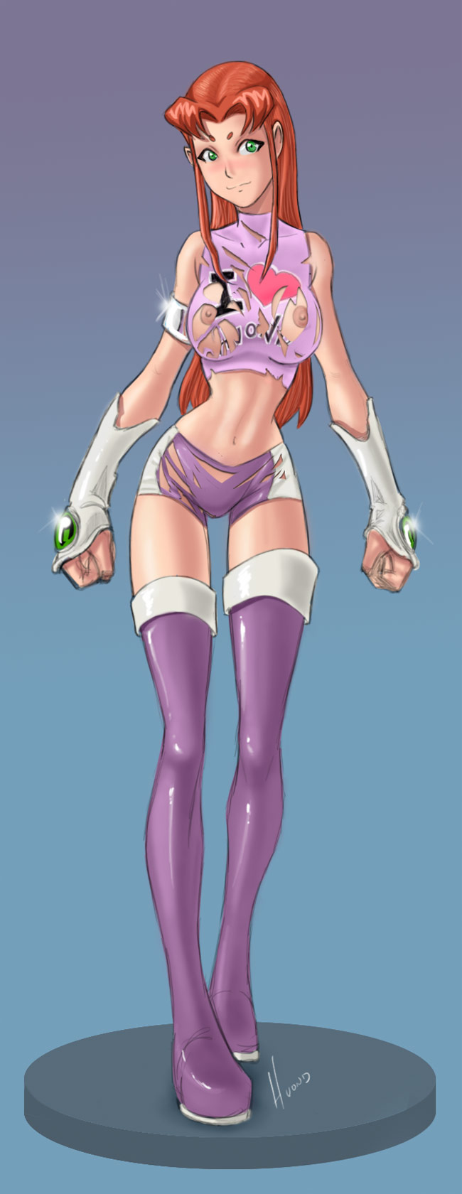 1girls boots dc_comics hvond smooth_skin solo_female solo_focus starfire teen_titans