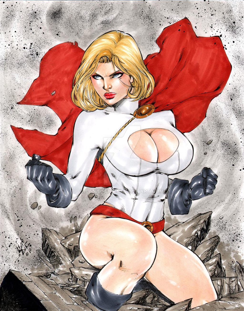 1girls 2016 ashes ass belt big_breasts blonde_hair blue_boots blue_eyes blue_gloves boots breasts busty cape cleavage cleavage_cutout clenched_fists clothes clothing curvaceous curvy dated dc dc_comics deviantart earth-2 earth2 earth_2 ed_benes_studio eyeshadow female female_only fists full_cleavage gloves huge_breasts jsa justice_society justice_society_of_america kara_zor-l karen_starr kryptonian lanio_sena large_breasts leotard makeup mascara pinup power_girl red_belt red_cape red_lips red_lipstick rubble ruins short_hair signature solo superheroine thick_thighs thighs voluptuous watermark white_clothes white_clothing white_leotard