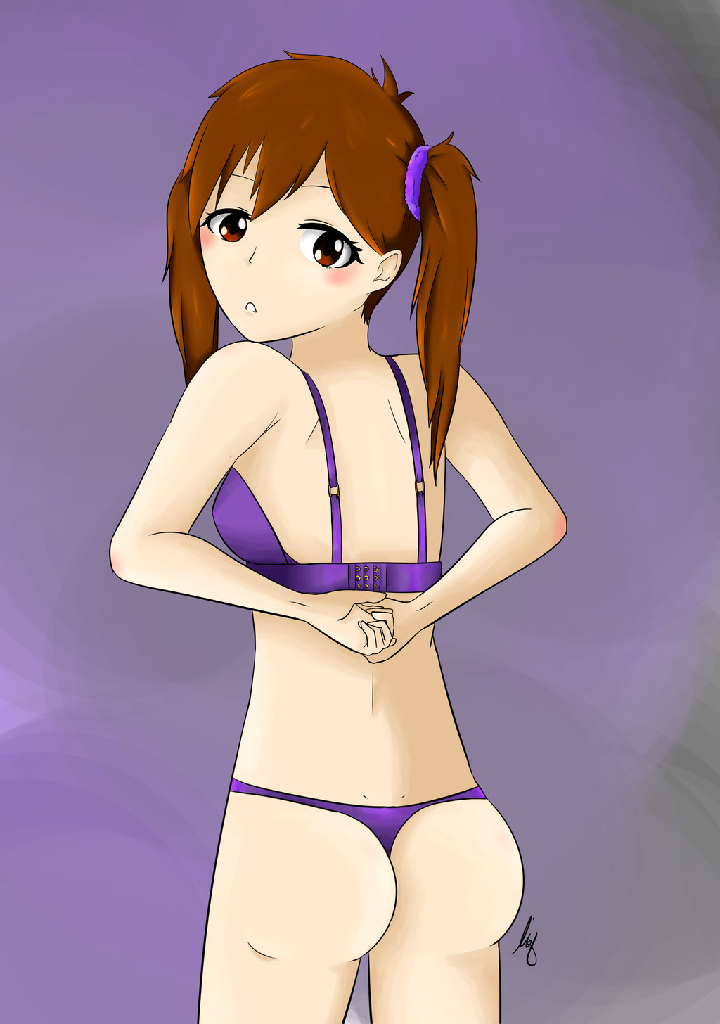 ass big_breasts breasts brown_hair mario_(series) mario_golf milf plum_(mario) purple_background