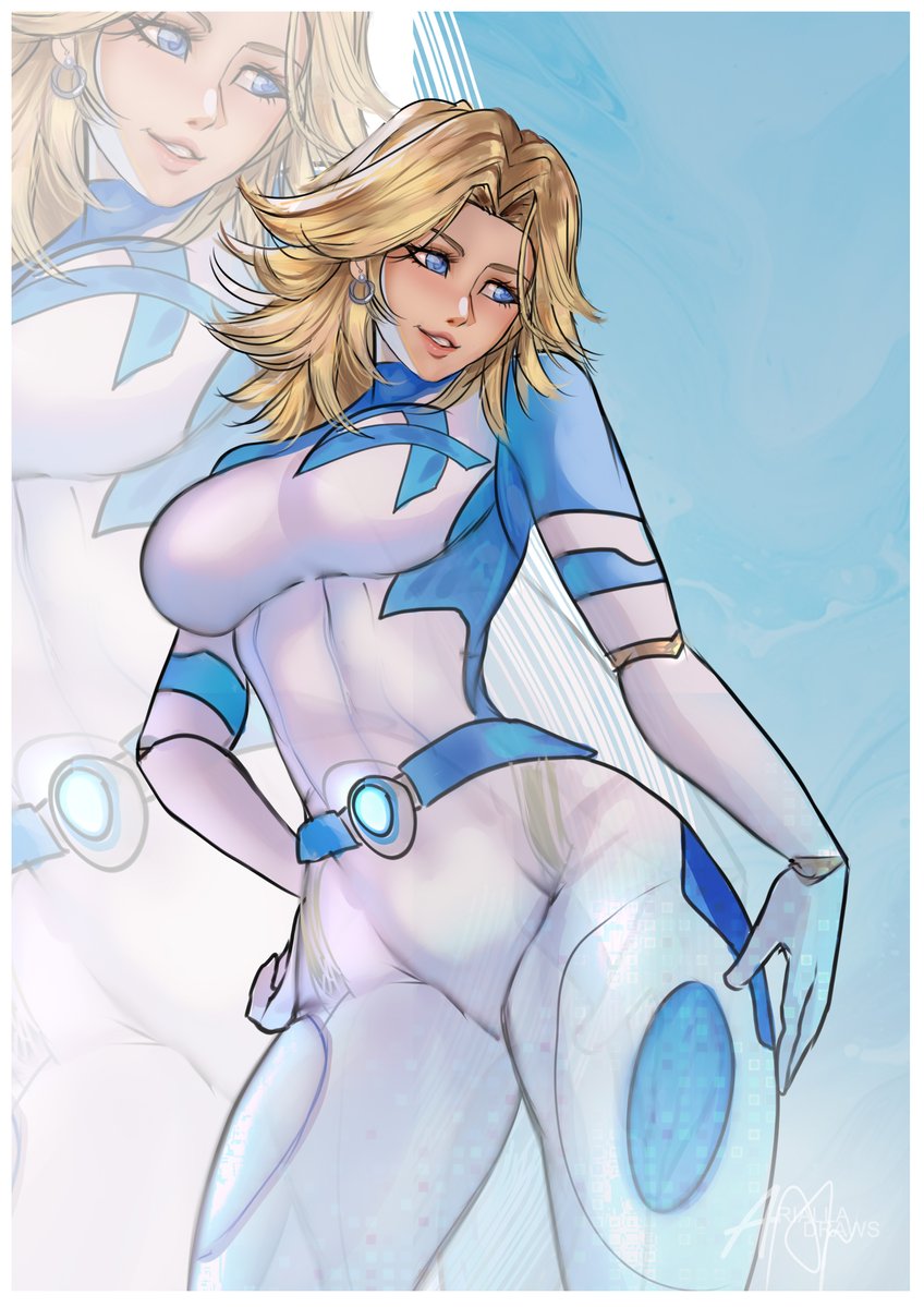 1girls arialla_draws big_breasts blonde_hair blue_eyes bodysuit curvy curvy_figure fantastic_four female invisible_woman invisible_woman_(marvel_rivals) marvel_rivals solo_female sue_richards sue_storm thick_thighs voluptuous voluptuous_female wide_hips