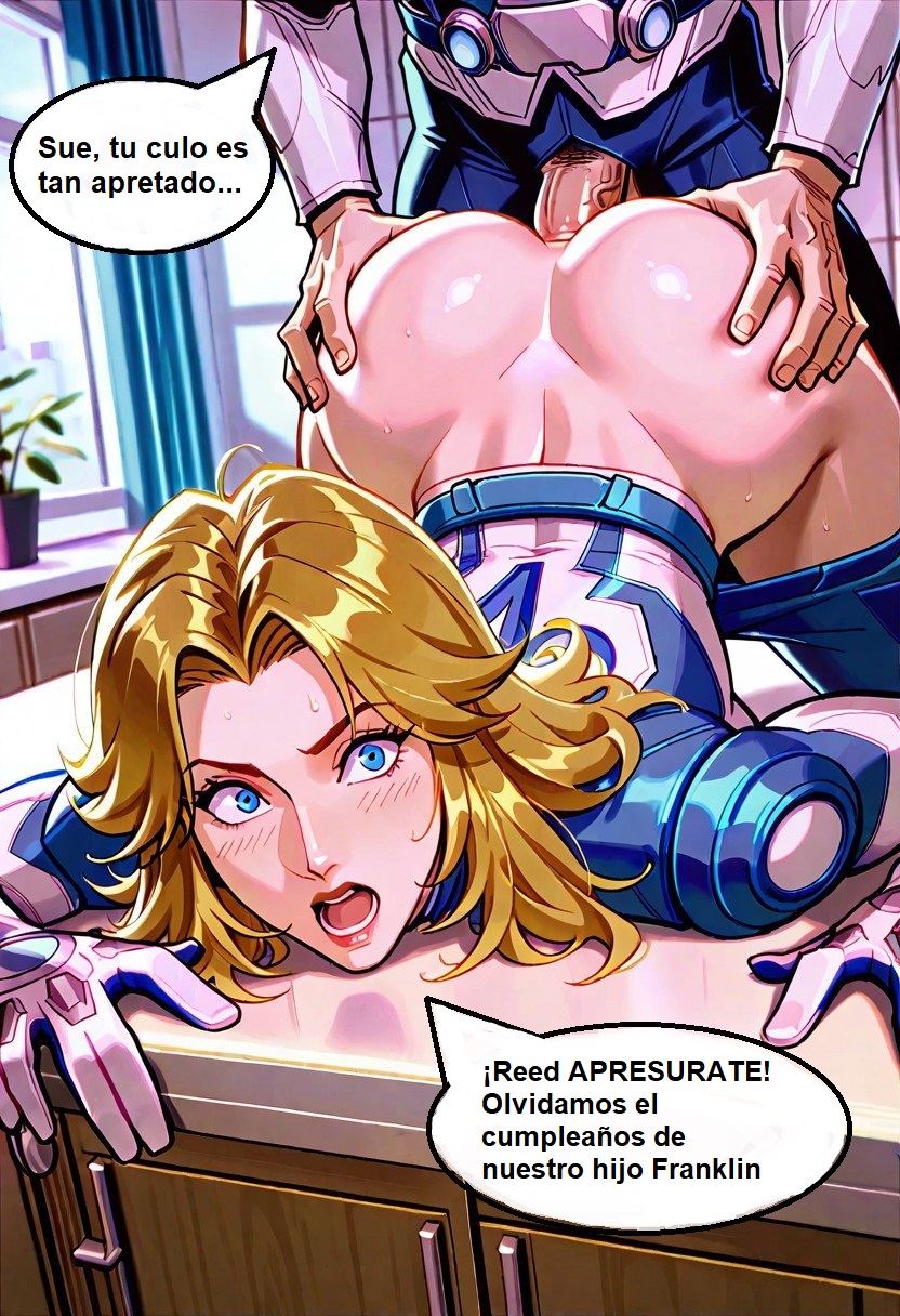 ai_generated anal anal_sex artist_name ass bent_over blonde_female blonde_hair blue_eyes comic dialog dialogue doggy_style embarrassed fantastic_four franklin_richards invisible_woman marvel marvel_comics marvel_rivals mommy mother mother_and_son mr_fantastic reed_richards sex son soulmantm spanish spanish_dialogue spanish_subtitles spanish_text standing sue_storm suit superhero superheroine susan_storm text tight_anal video_games white_body white_skin