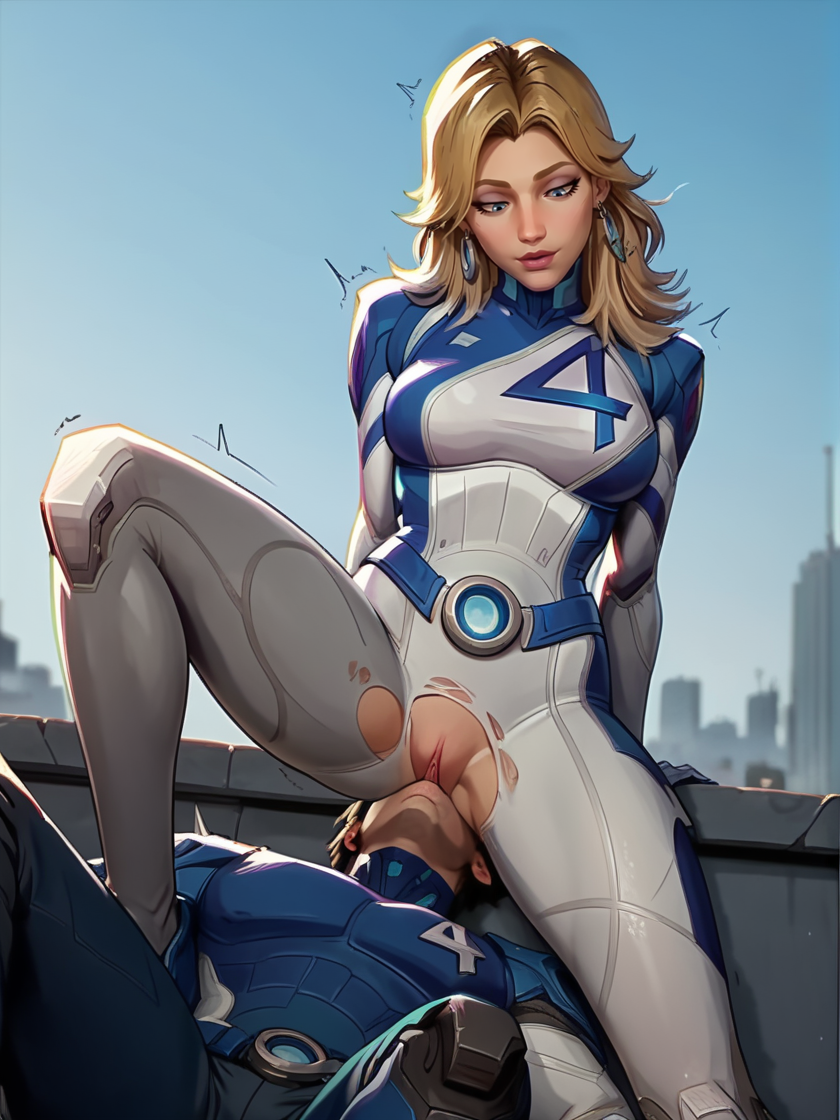 ai_generated blonde_hair bodysuit civitai clothed clothed_female cunnilingus female invisible_woman invisible_woman_(marvel_rivals) licking_pussy marvel marvel_rivals reed_richards sue_richards sue_storm