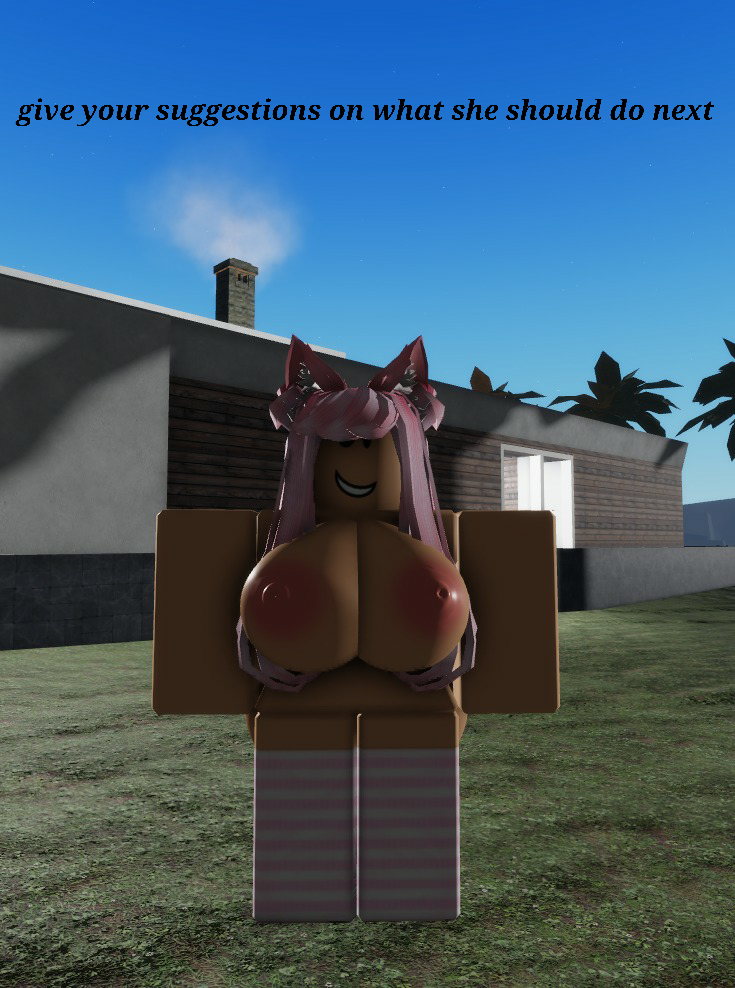 asking_viewer big_breasts cat_ears catgirl naked_female pink_thighhighs roblox roblox_avatar roblox_condo robloxian text