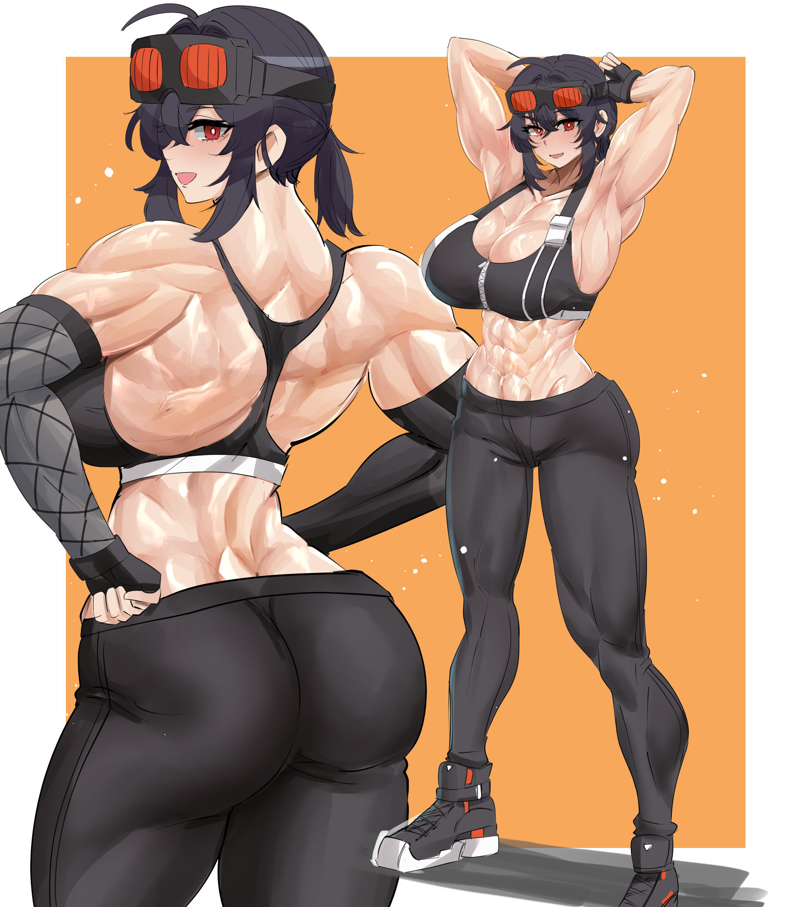 goggles, grace howard, hoyoverse, mihoyo, muscular, muscular female, ponytail, teaindian, zenless zone zero