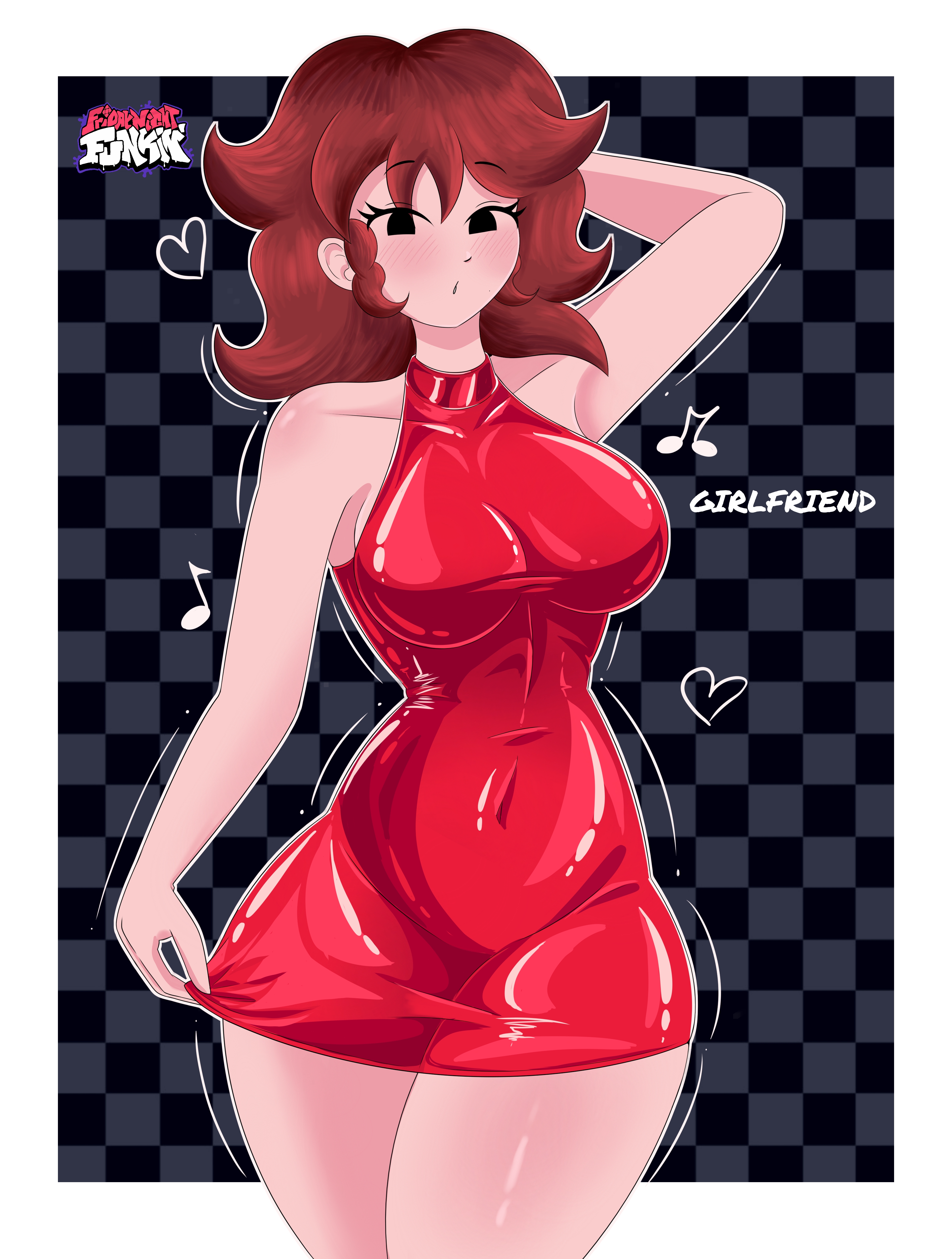 auburn hair, friday night funkin, girlfriend (friday night funkin), s3arts, skin tight, tagme, tight dress