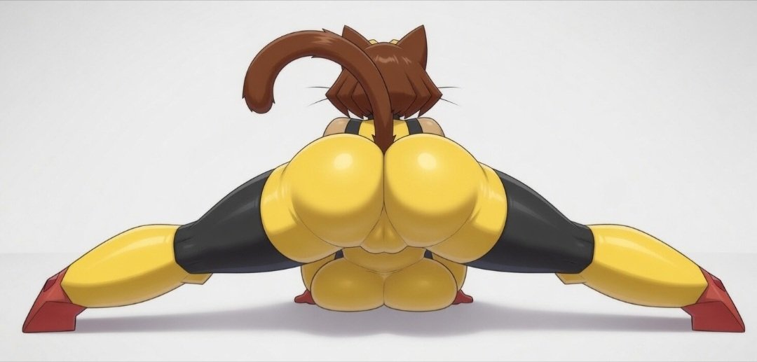 1girls, anthro, ass, ass focus, back view, big ass, big breasts, gameoverse, glitch productions, hanging breasts, kit (gameoverse), maxinator, shortstack, solo, tagme