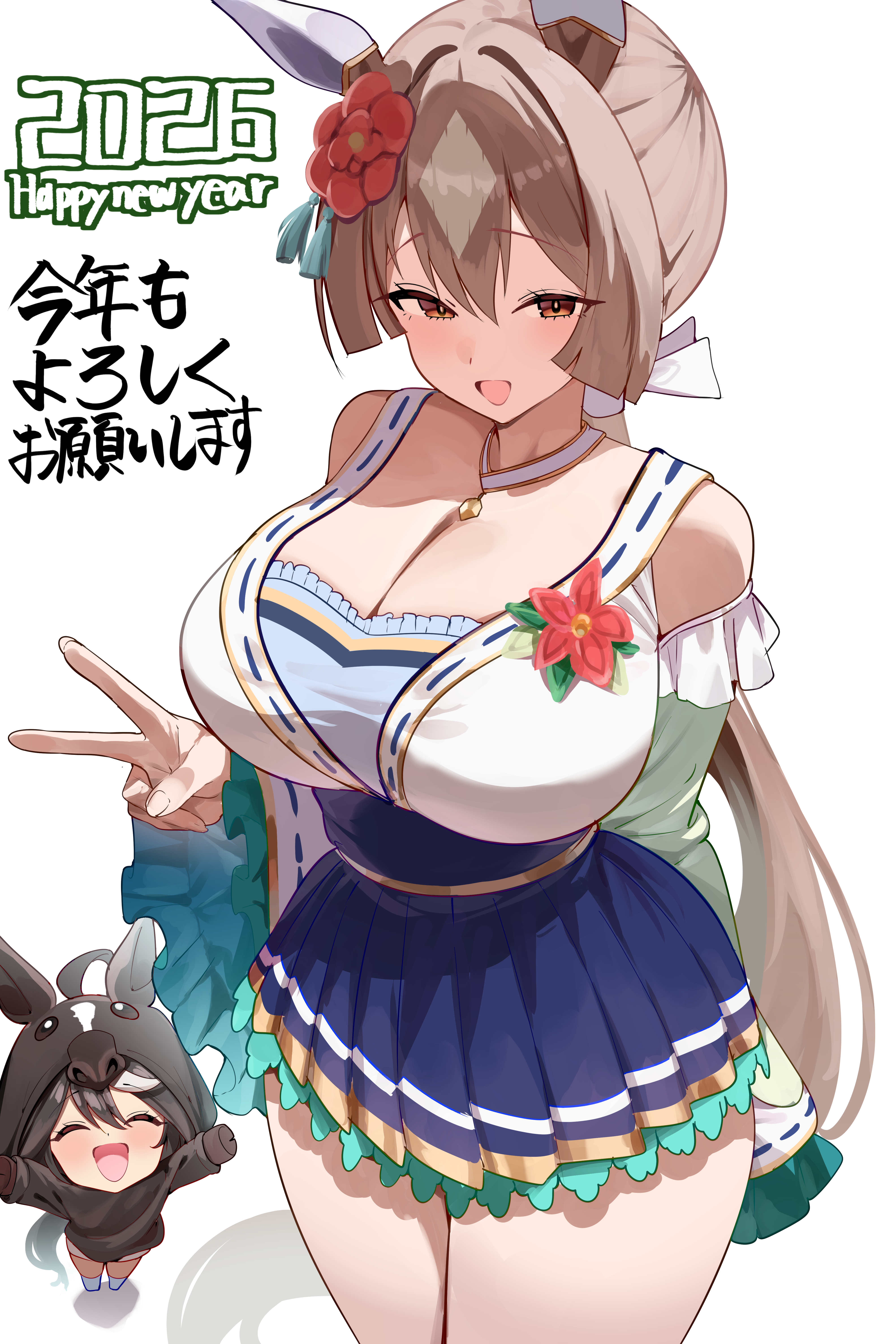 breasts, cleavage, female, hair, kitasan black (umamusume), satono diamond (umamusume), smoke klll, umamusume