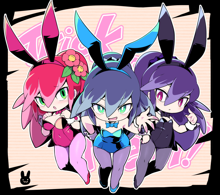 3girls blizzaria bunny_ears bunnysuit camellia_(yo-kai_watch) damona_(yo-kai_watch) level-5 nollety tagme yo-kai_watch yokai youkai_watch