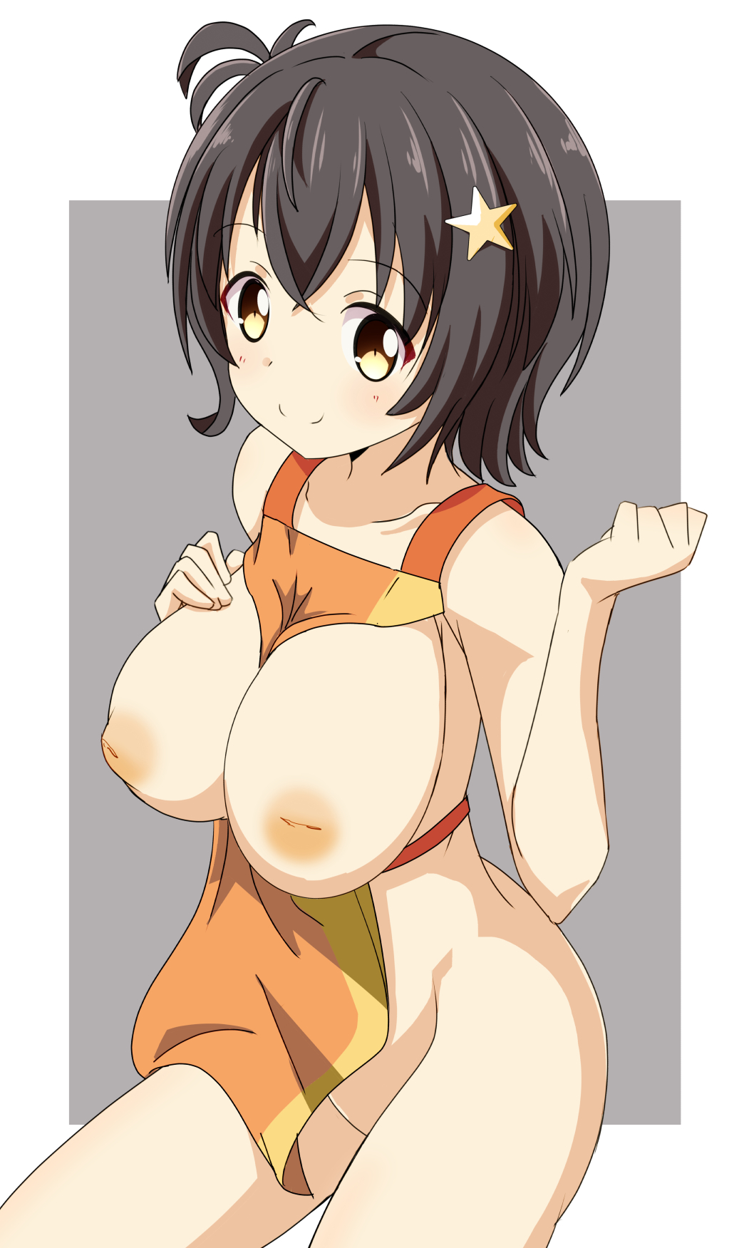 apron breasts color female high_school_fleet large_breasts mikan_irako naruse_mai pose solo