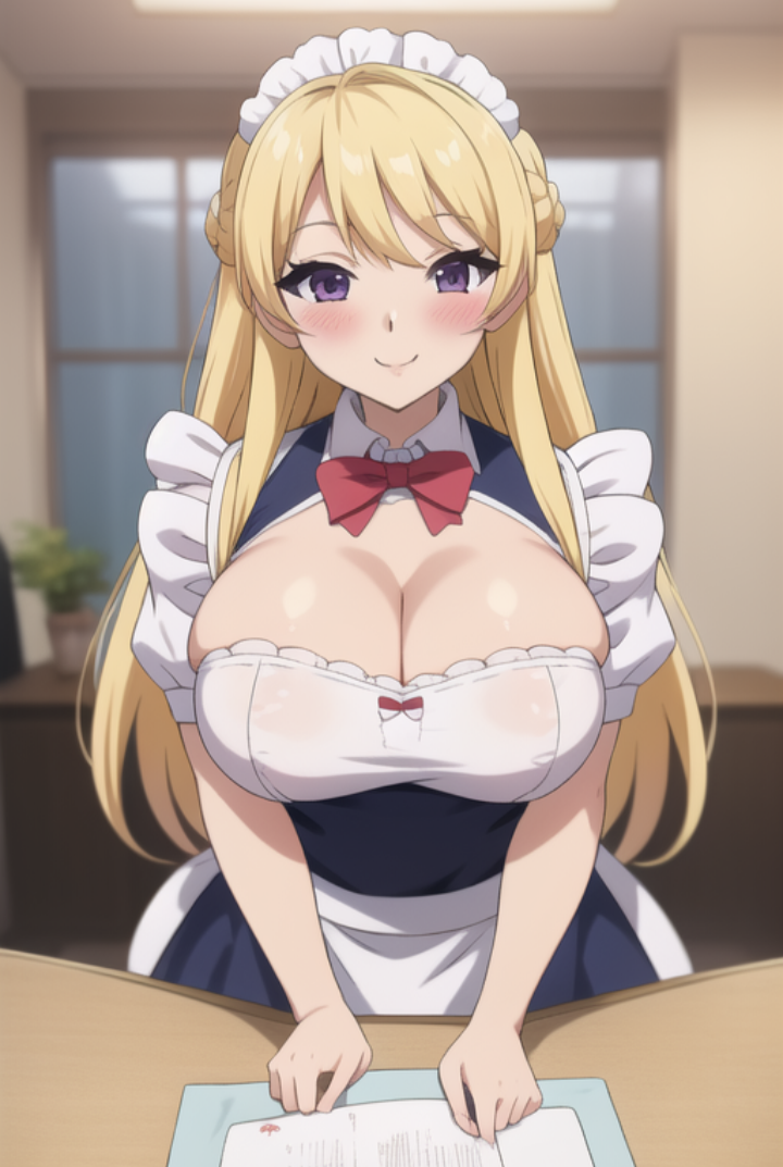 ai_generated blonde_hair looking_at_viewer maid maid_uniform