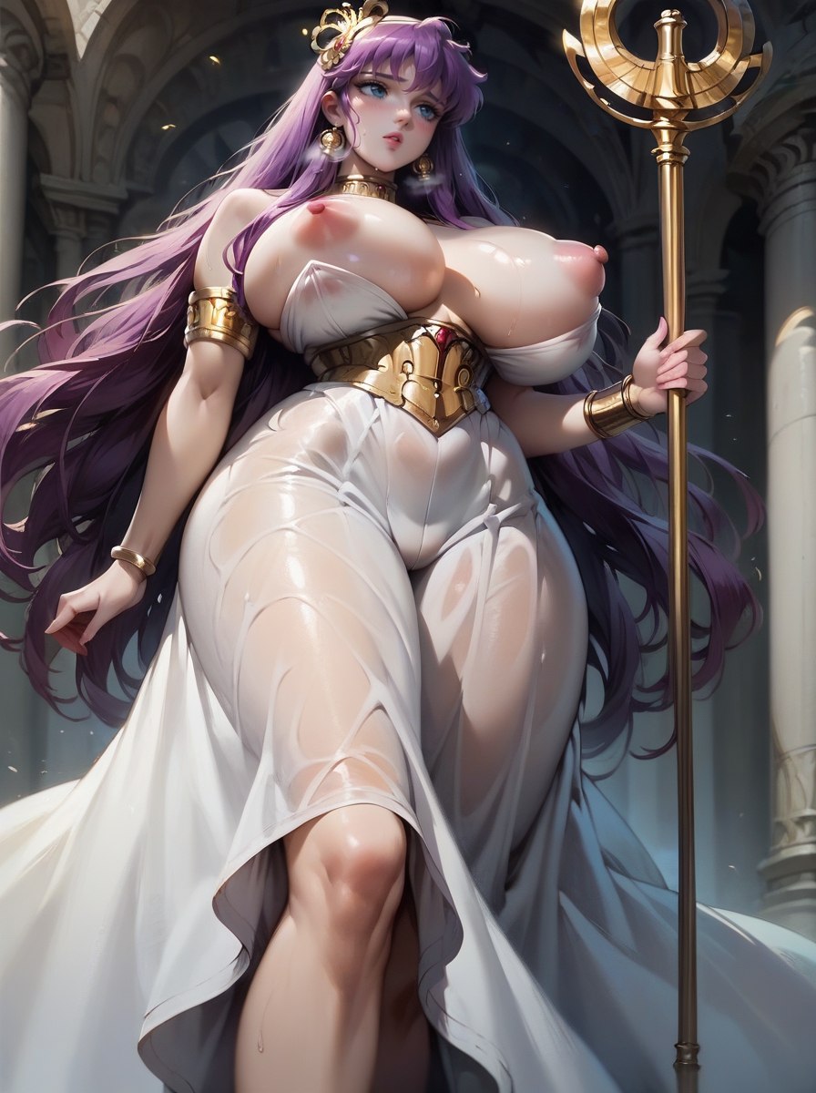 1girls ai_generated athena_(saint_seiya) big_breasts breasts female female_focus legs long_hair purple_hair saint_seiya saori_kido shounen_jump thick_thighs thighs transparent_dress voluptuous voluptuous_female wide_hips