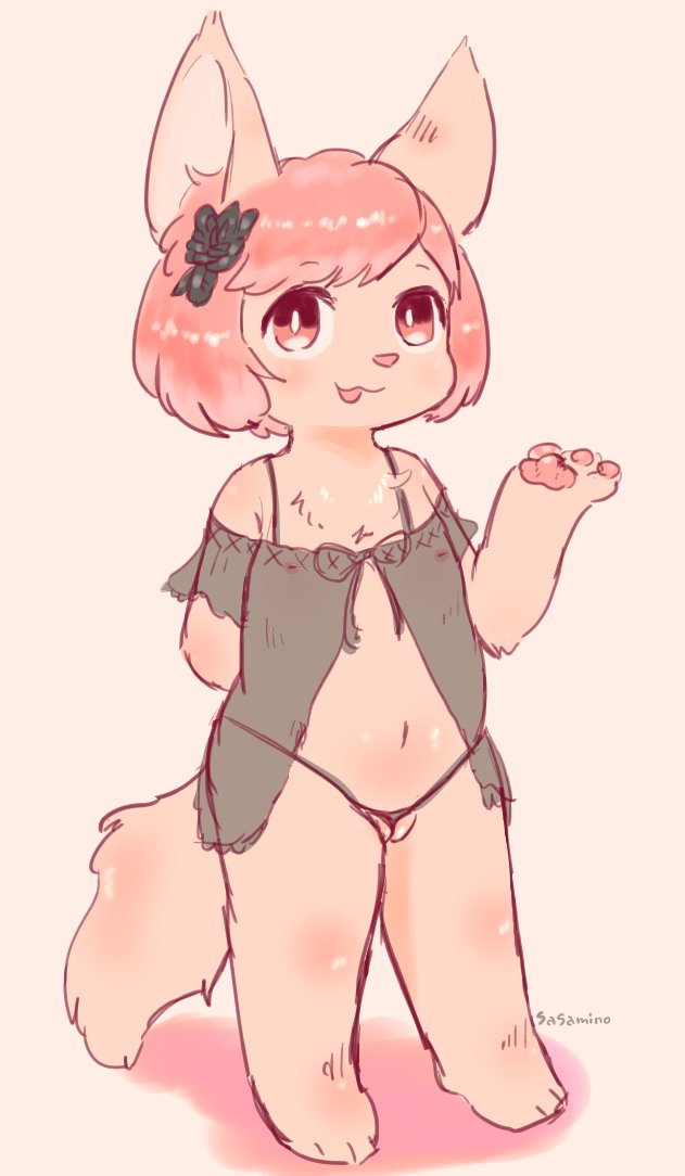 furry pink_eyes pink_hair rabbit sasamino short_hair