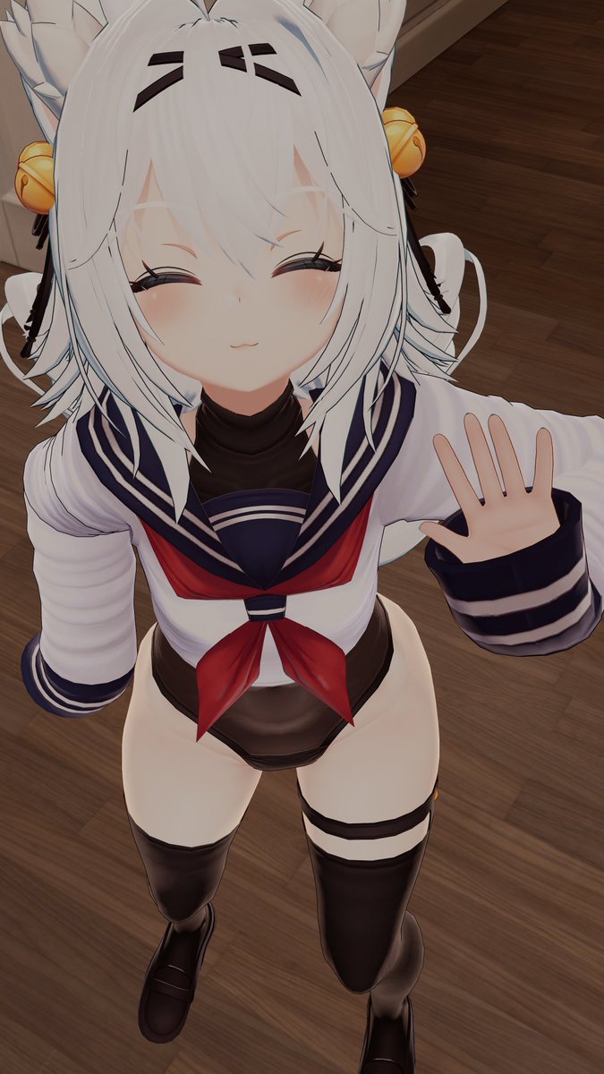 3d belly belly_button filian filian_(vtuber) filiannevr no_skirt one-piece_swimsuit school_uniform see-through see-through_swimsuit tagme virtual_youtuber vrchat vtuber white_hair