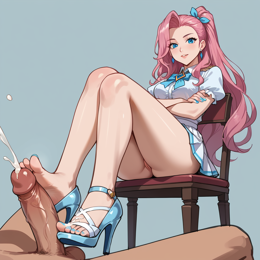 ai_generated cock cum_on_feet footjob heels league_of_legends seraphine_(league_of_legends) toenail_polish