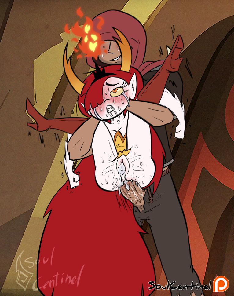 1boy, adult marco, anal, blush, carrying, eyeless male, fangs, female, flames, full nelson, hekapoo, horns, male, marco diaz, monster girl, pussy, red hair, sex, soulcentinel, star vs the forces of evil, tagme, torn clothes