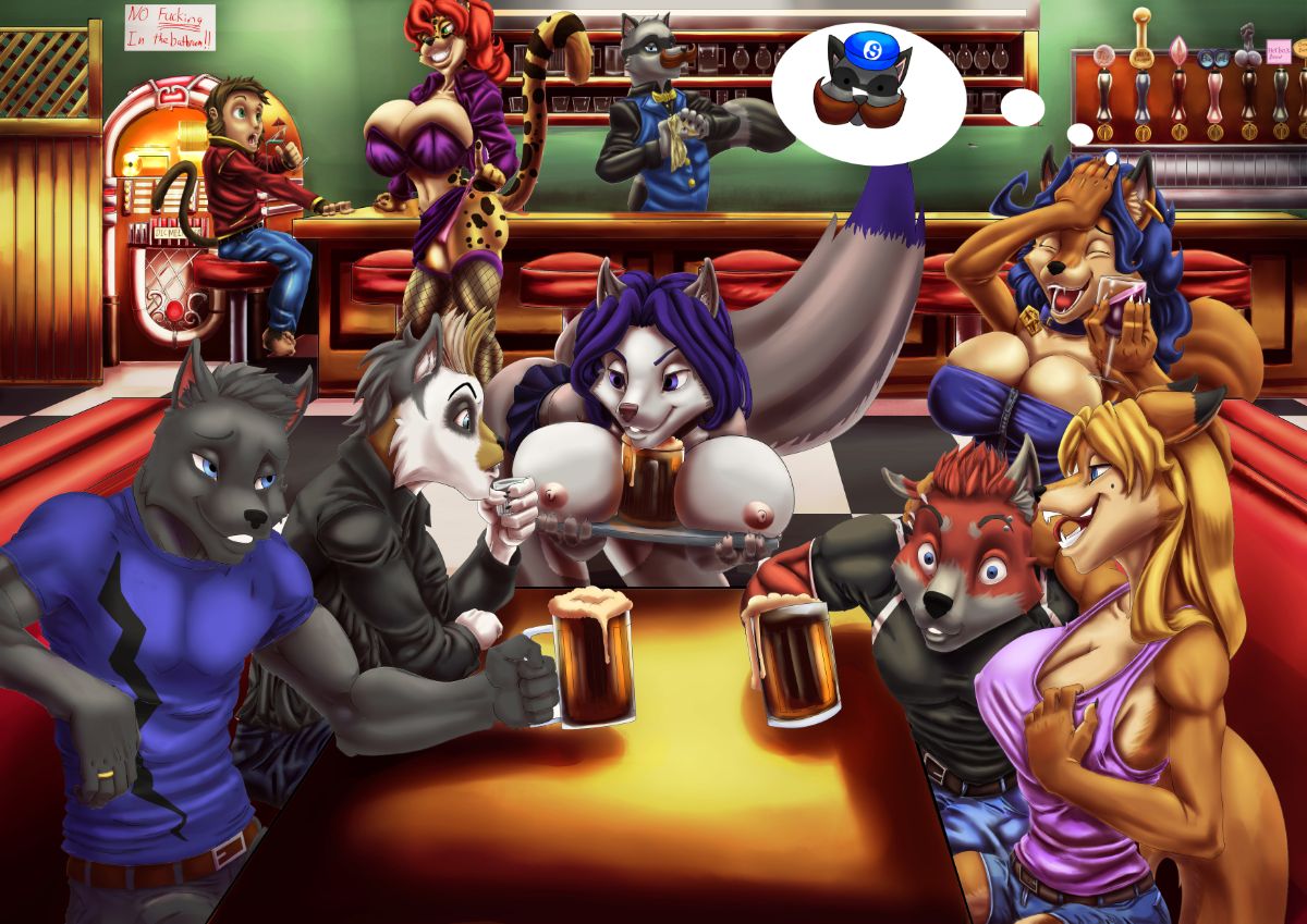 anthro armpits big_breasts breasts canine carmelita_fox cheetah clothing ear_piercing feline female fox fur hair huge_breasts kinky_kitty lagomorph mammal maverikat nipples piercing red_(reddeadfox) sly_cooper sly_cooper_(series) smile smooth_fur spank-themonkey video_games