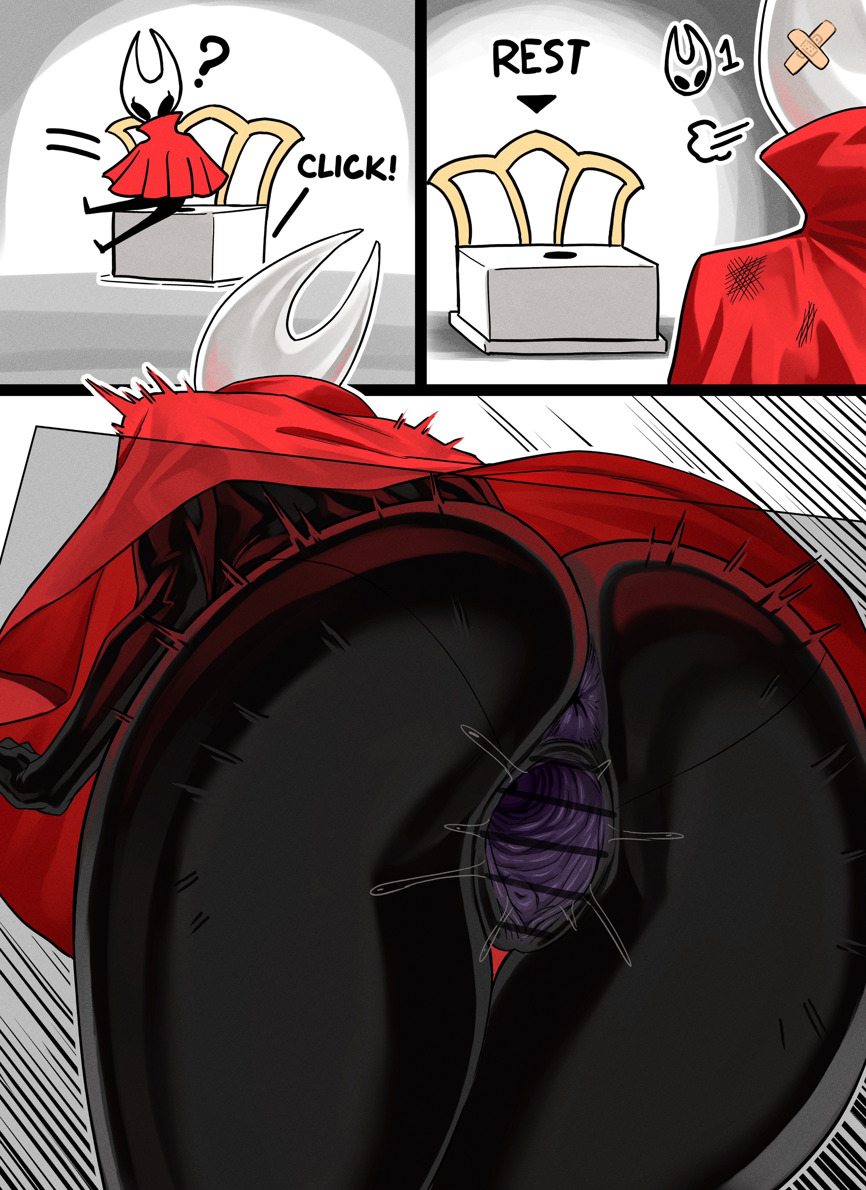 1girls, 2 horns, alternate body type, alternate breast size, anus, arthropod, artist name, ass, big ass, big butt, big thighs, black body, black skin, breasts, bubble ass, bubble butt, bug, bug girl, butt, censored, female, female only, gameplay mechanics, hollow knight, hollow knight: silksong, hornet (hollow knight), huge ass, huge thighs, insect girl, insectoid, insects, insertion, large ass, large breasts, large butt, object in pussy, object insertion, penetration, pussy, silksong, sitting, sitting on chair, tagme, team cherry, thick thighs, thighs, thore (nathalukpol), trap