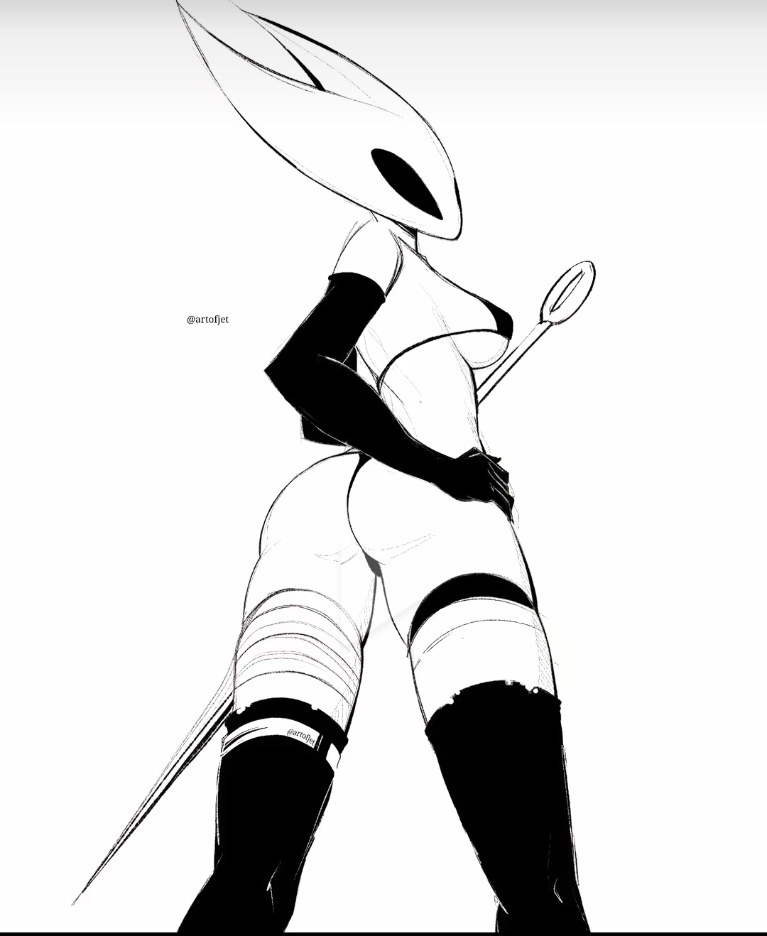 almost naked, artofjet (artist), big ass, hollow knight, hornet (hollow knight), tagme