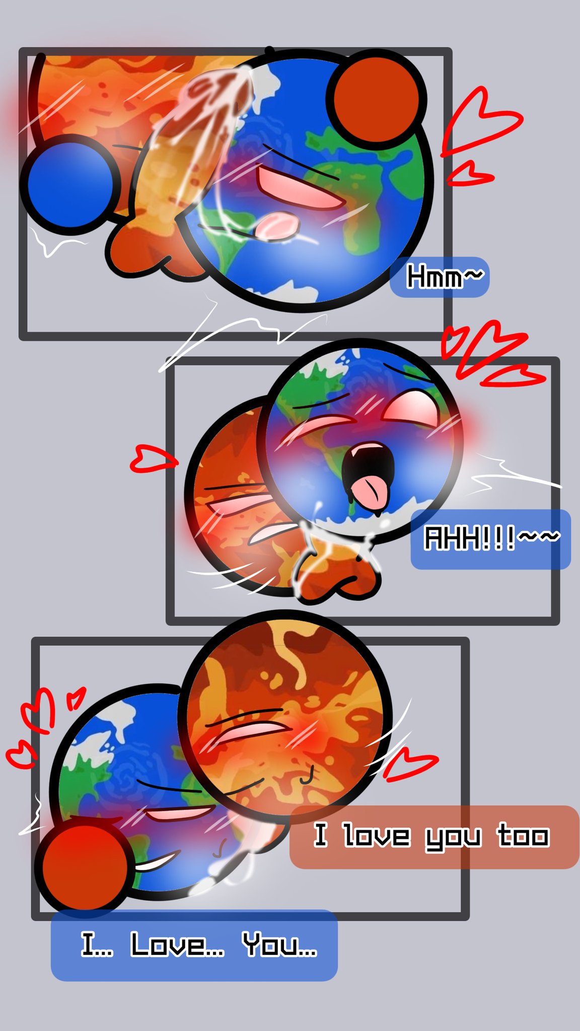 blush, cum, cum in mouth, cum on penis, earth (solarballs), sex, solarballs, tagme, venus (solarballs), waddling head
