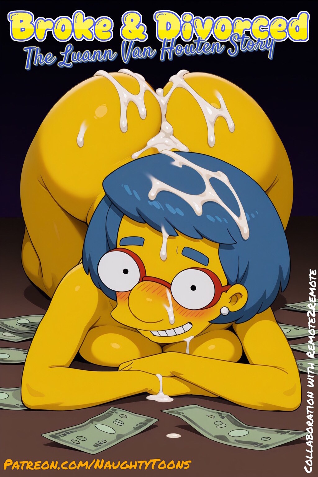 ai generated, blowjob, comic, comic cover, comic page, comic panel, comic strip, comics, comics-toons, cum, divorce, divorced milf, female, interracial, luann van houten, money, school uniform, schoolgirl, sex, simpsons, the simpsons, thesimpsons