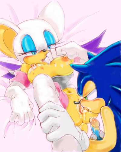 anthro bat breasts clothing cunnilingus female fur hedgehog interspecies male manaita nude oral penis rouge_the_bat sega sonic_(series) sonic_the_hedgehog straight straight_hair