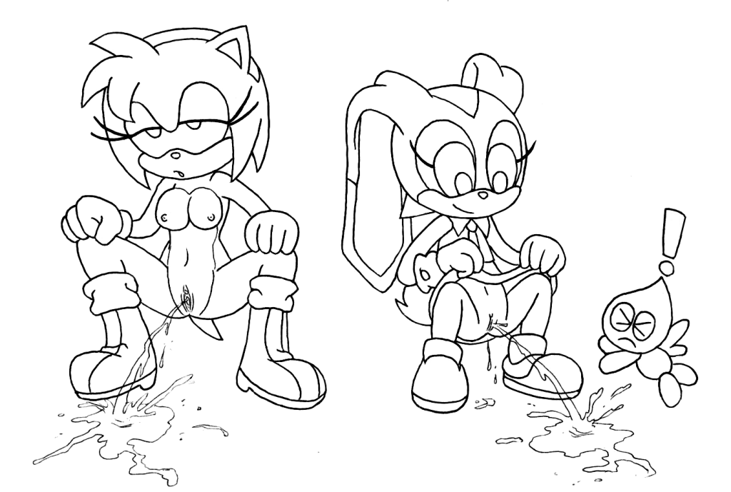 amy_rose anthro chao_(sonic) cheese_the_chao cream_the_rabbit female fur hedgehog peeing retal4 sega sonic_(series) straight_hair