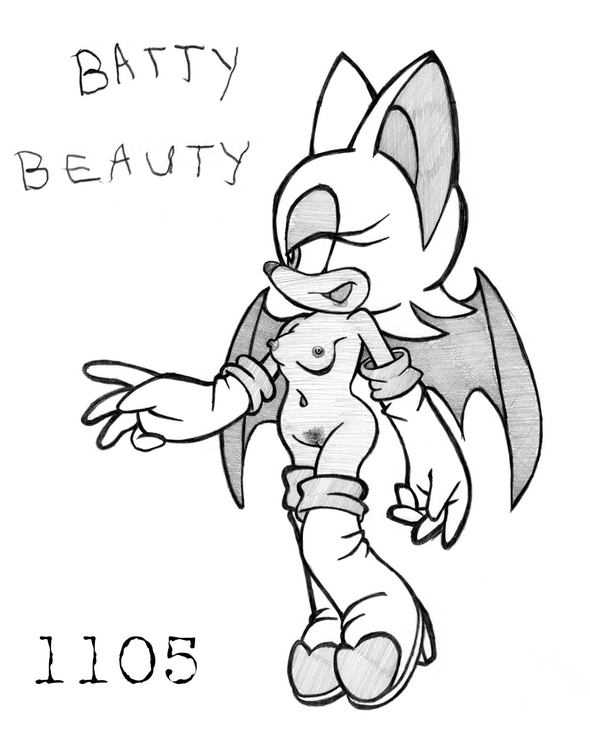 2d drawn mobian mobian_(species) mobian_bat monochrome naked nude pencil_(artwork) pubic_hair rouge_the_bat sega sonic_(series) sonic_adventure_2 sonic_the_hedgehog_(series) straight_hair tagme uekawa_style