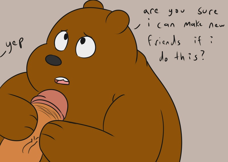 cartoon_network duo english_text fellatio grizzly_(character) handjob human interspecies male_only mammal oral penis sex simple_background slightly_chubby text thevillager we_bare_bears