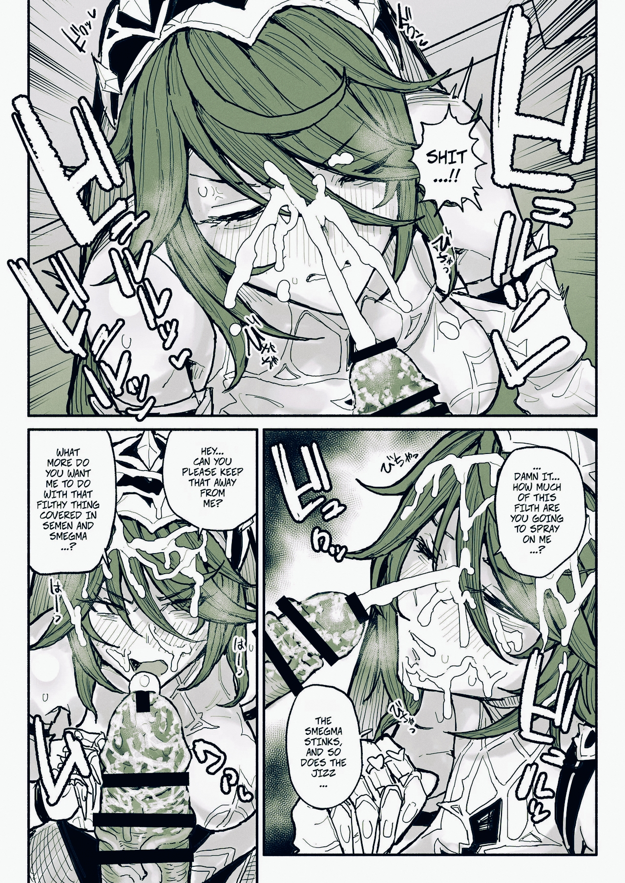 disgusted, forced, genshin impact, goth, goth milf, goth nun, kuudere, milf, musk, nun, rosaria (genshin impact), smell, tsundere, yottadere, yuuki fuumi (artist)
