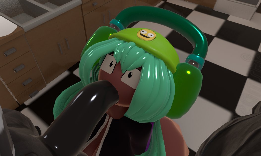 19 inches of venom, 3d, 3d model, ass, ass peek, blowjob, blowjob face, blue hair, brown body, cleavage, crossover, dark penis, dark skin, dark-skinned female, dolly dimpley, fan character, hat, headphones, kitchen, looking at partner, looking up, marvel, marvel comics, penis, penis in mouth, smiling friends, sucking, sucking penis, tagme, venom (marvel), zaviel