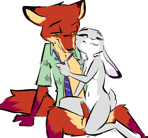 clothed clothing disney judy_hopps nameless_lewder nick_wilde nude penis simple_background sitting zootopia