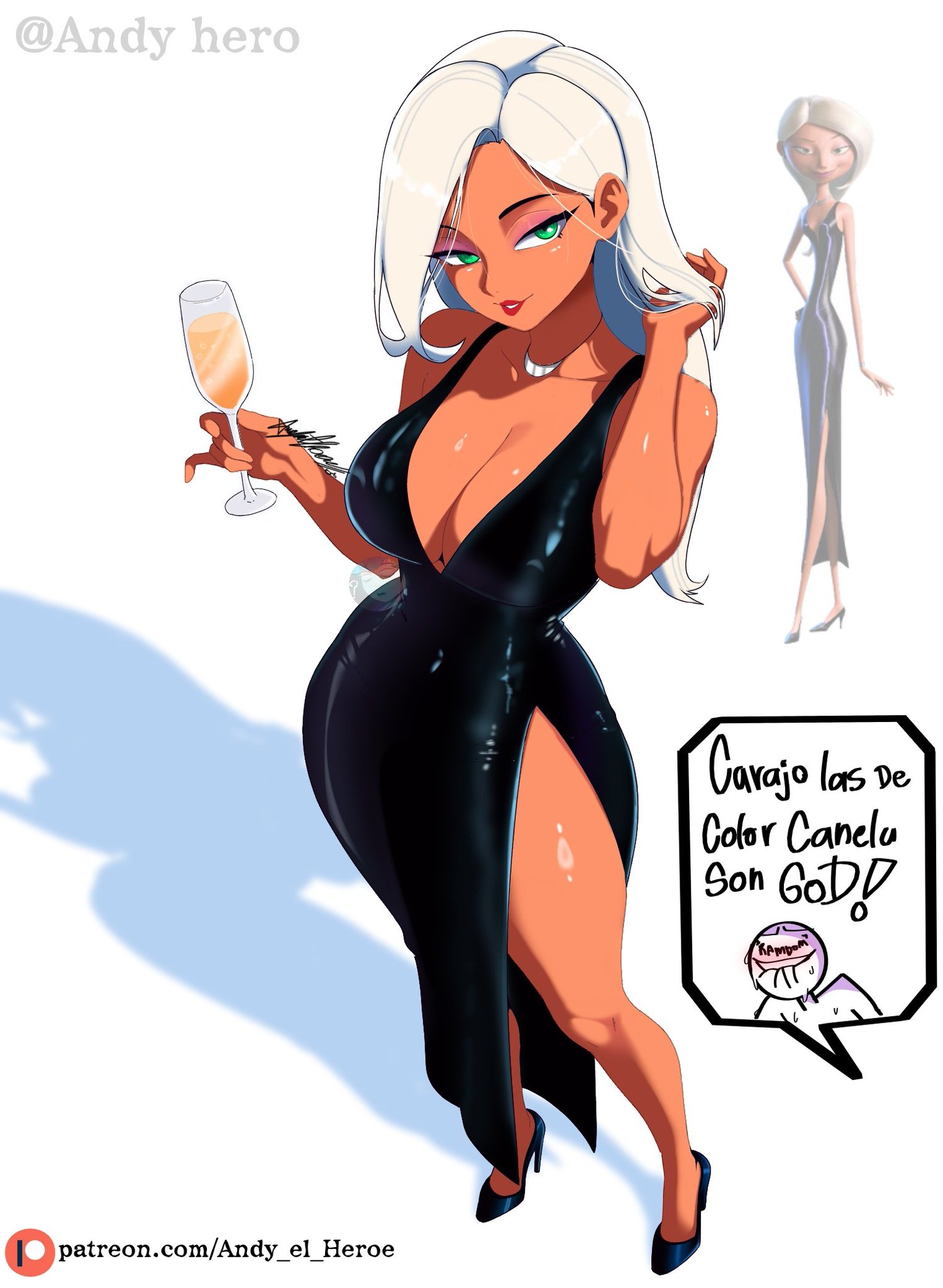 andy hero, big ass, big butt, big thighs, big titties, breasts, clothing, curvaceous, curvaceous female, curvaceous figure, curvy, curvy figure, curvy hips, disney, female, female focus, female only, hip cleavage, mirage (the incredibles), pixar, short hair, the incredibles, white hair